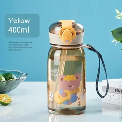 400ml Cute Bear Themed Leakproof Kids Water Bottle - BPA Free and Portable - 400ML (Yellow)