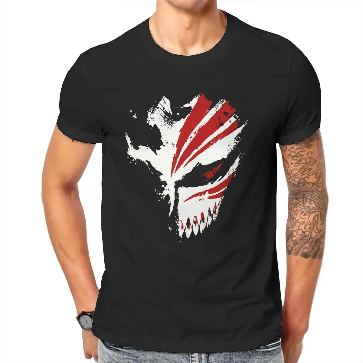 

Novelty Kurosaki Ichigo T-Shirt for Men Round Neck 100% Cotton T Shirts Bleach Anime Short Sleeve Tees Original Clothing
