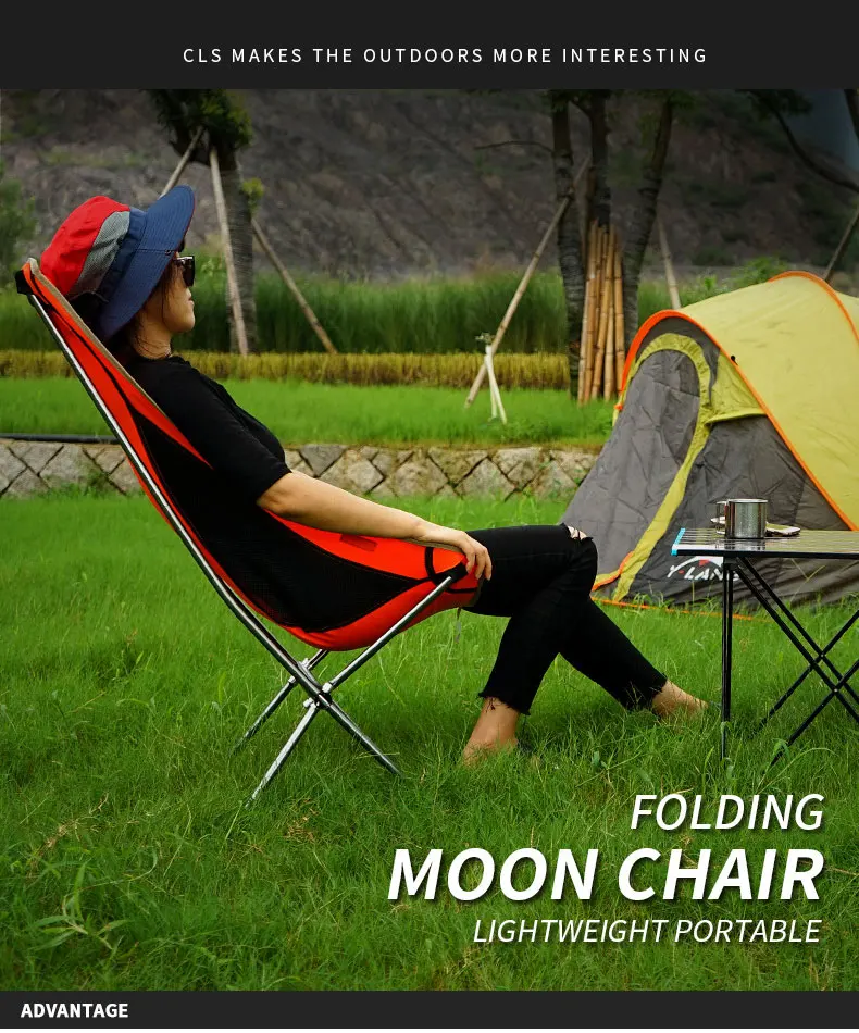 

Складное портативное кресло Moon Chair, легкий и стабильный стул из алюминиевого сплава, для рыбалки, пляжного отдыха, занятий спортом на открытом воздухе