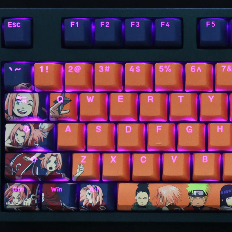 Anime Gaming Key Caps Grupo Ninja Keycap Pbt Dye Subbed Keycaps Desenhos Animados Keycaps Ansi 61 87 104 108 Layout Layout - Imagem 3