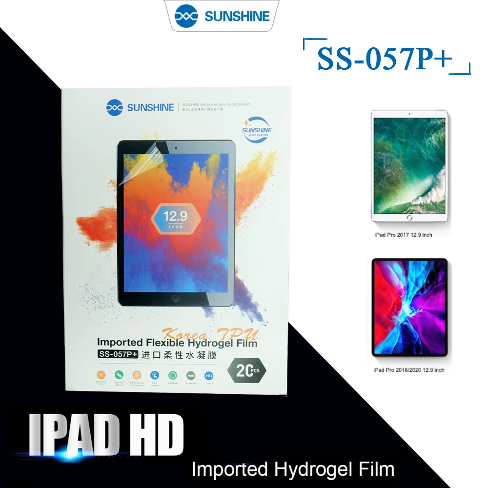 

Фотопленка SUNSHINE SS-057P + Гибкая Гидрогелевая пленка HD для режущего аппарата для планшетов IPAD с полным покрытием экрана 12,9 дюйма, авторемонт