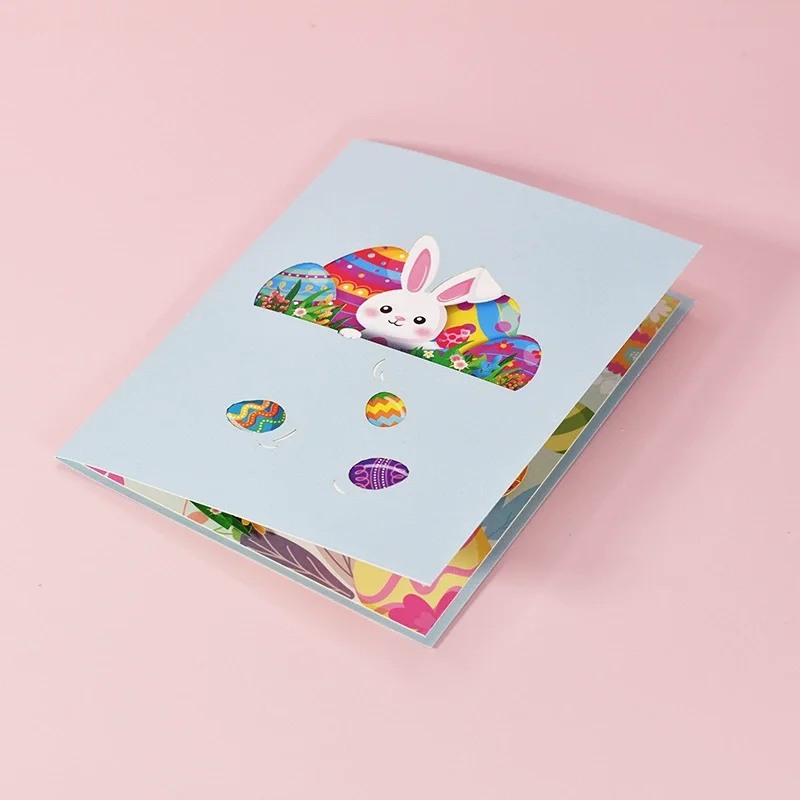 Happy Easter Pop Up Card-3D Bunny Egg Flowers Basket Greeting Card for Easter