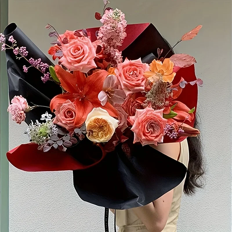 선물 포장, 공예품, 상자 포장 및 파티 장 30cm 검정색 크라프트 종이, 휴대 가능하고 미니멀한 디자인, 고품질
