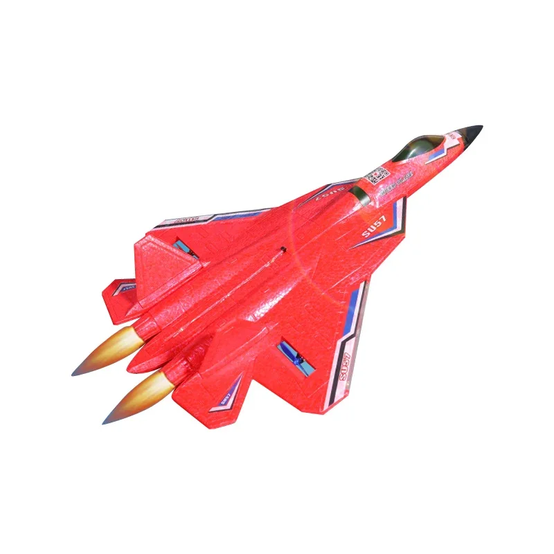 Remote Control Aircraft Su57 2.4g Radio Controlled Aircraft With Light Fixed Wing Hand Cast Foam Aircraft Model Children'S Toys 4