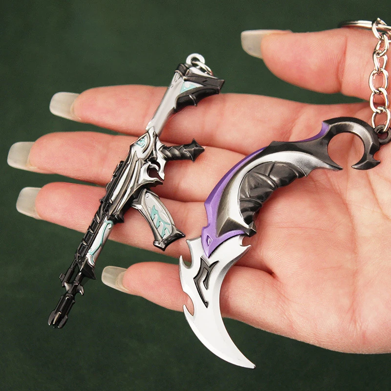 9cm Valorant Weapon Model Gun Melee Reaver 2 Karambit Knife M4 Anime Game Peripheral Samurai Sword Keychain Gift Boy Toy for Kid