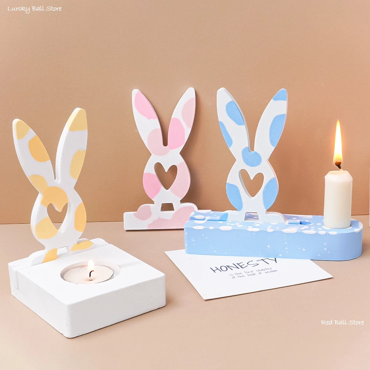 DIYLoveRabbitSiliconeMoldOrnamentsPlasterResinMouldHeart