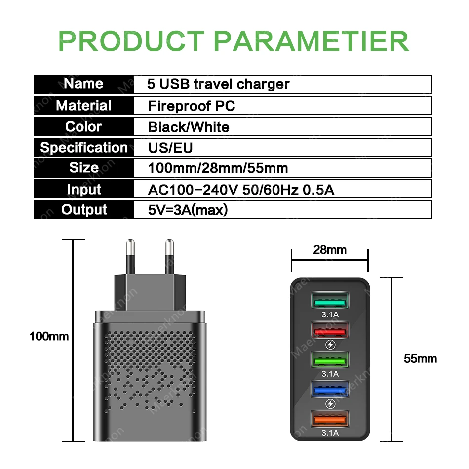 5 USB Fast Charger Quick Charge QC 4.0 3.0 Universal Wall For iPhone12 11 Samsung Xiaomi 12 Mobile Phone Fast Charging Chargers airpods usb c