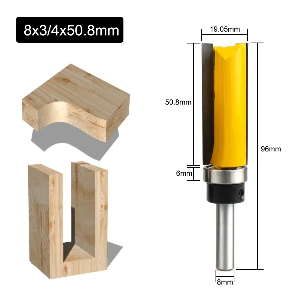 4PCS 8MM Shank Woodworking Milling Cutter Profile Trimming Knife Engraving Machine Milling Cutter with Bearing carbide end mill,milling machine tools,alloy carbide milling cutter