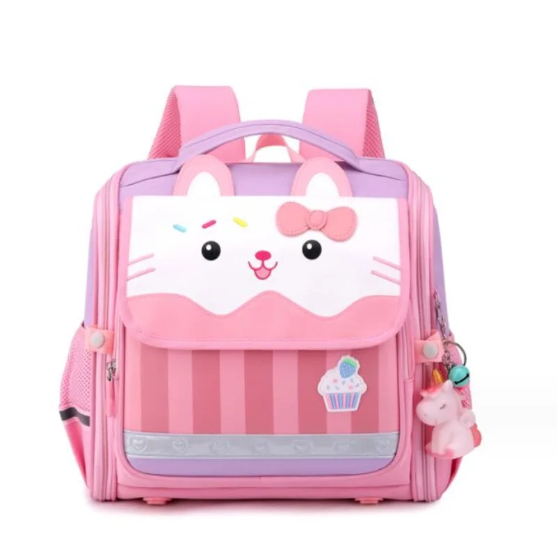 

Cute Cartoon Children School Bag Pink Cat Backpack 3D Crocodile Print Boys and Girls SchoolBags Primary First Grade Book Bag