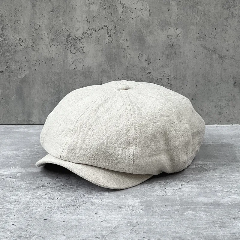 Men's Spring Summer Cotton Linen Newsboy Caps Big head 4XL Plus Size 63CM Unisex Casual Octagonal Cap British Retro Forward Hat - Image 4