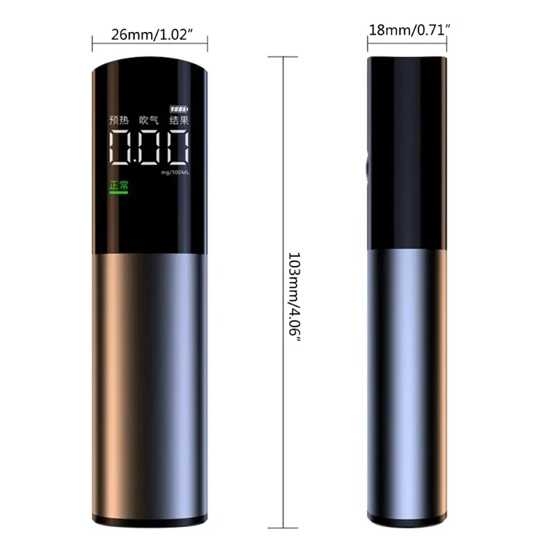 Portable Breathalyzer Tester with 3-Color Screen Display Non-Contact Breathalyzer Personal Accuracy Breath Alcohol Tester