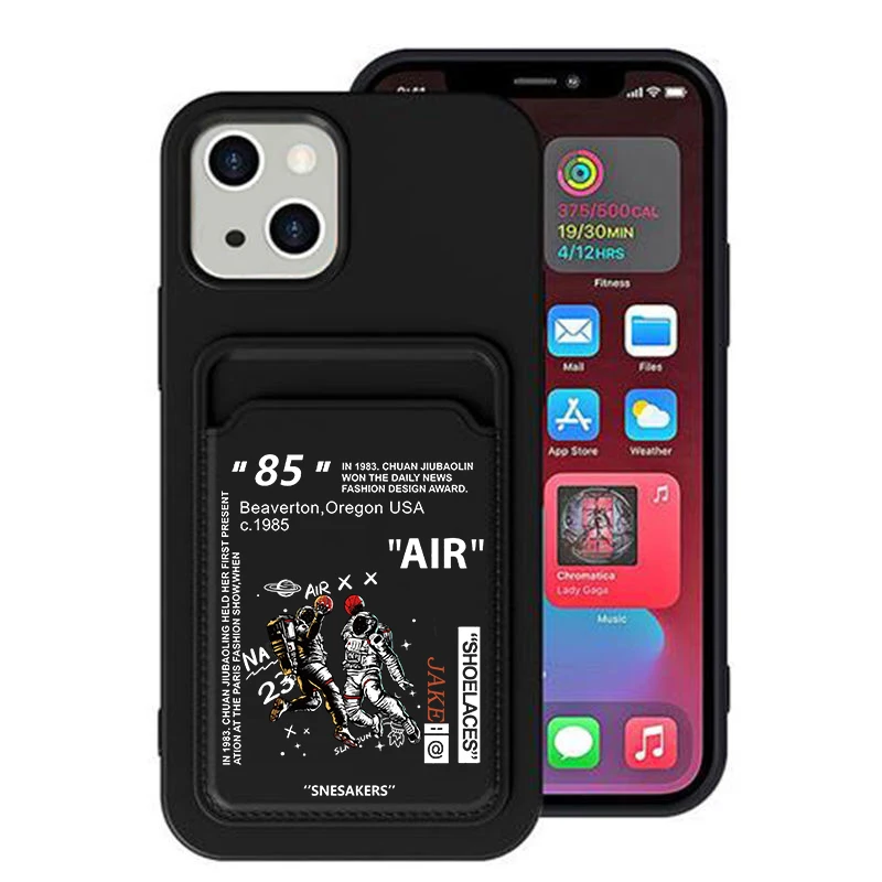 Ins Off Air Sports Brand Sneaker Wallet Card Phone Case Per Iphone14 11 12 13Pro Max Xr 8Plus Basketball Astronaut White Cover