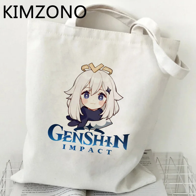 Genshin-임팩트 쇼핑 백, 면 재활용 가방, 에코 캔버스, 볼사 쇼핑 가방, 토트 사콜라