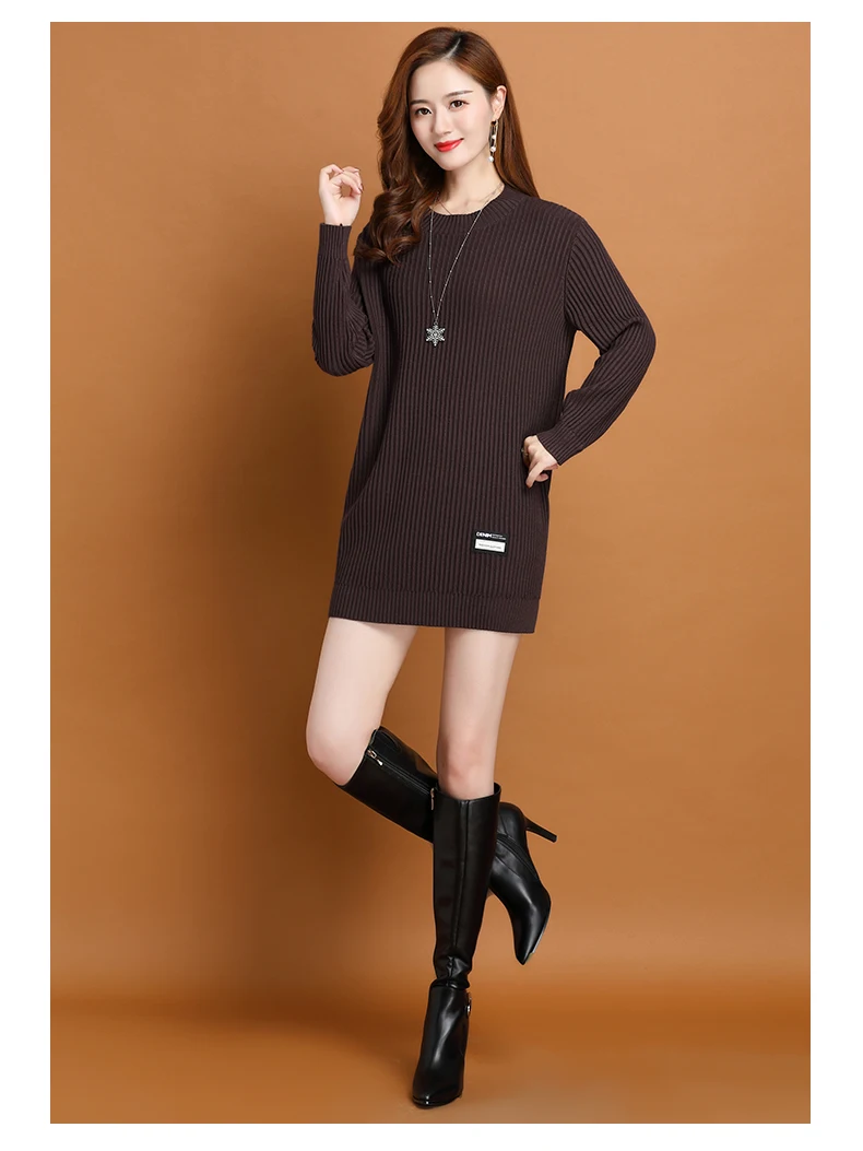 Neue Mittlere Länge Langarm Rundhals Frauen Pullover Neue Pullover Herbst Winter Tops Weibliche Pull Pullover Espero – Detail 11
