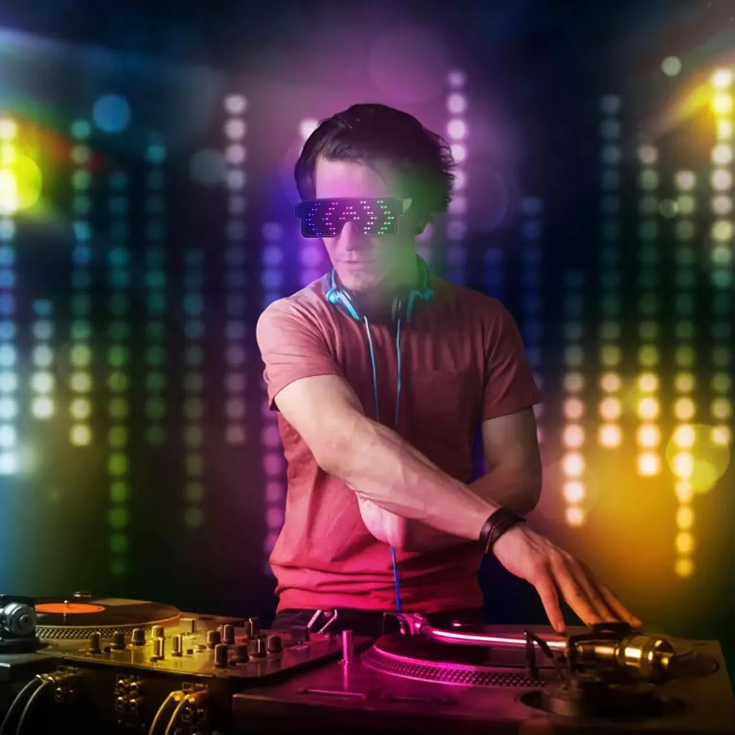 LED Glasses LED Glasses Luminous Flashing Light 10 Glow Flashing Modes for Halloween Birthday Rave Music Performance Props Screen Display