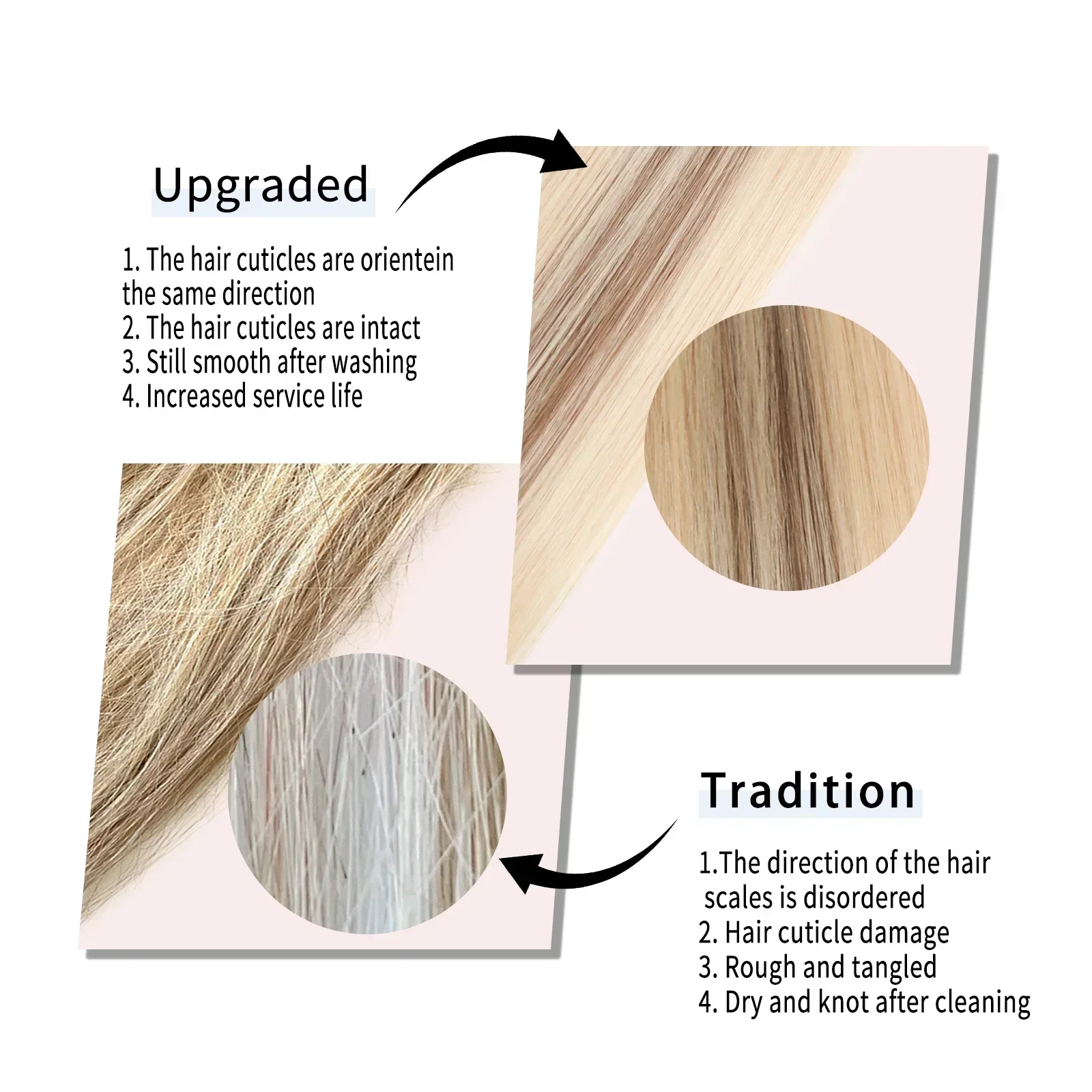 Extension per capelli Genius Butterfly Weft, doppio strato in PU con fori, annodati a mano, invisibili, in vero capello umano, per una facile installazione. - immagine 6