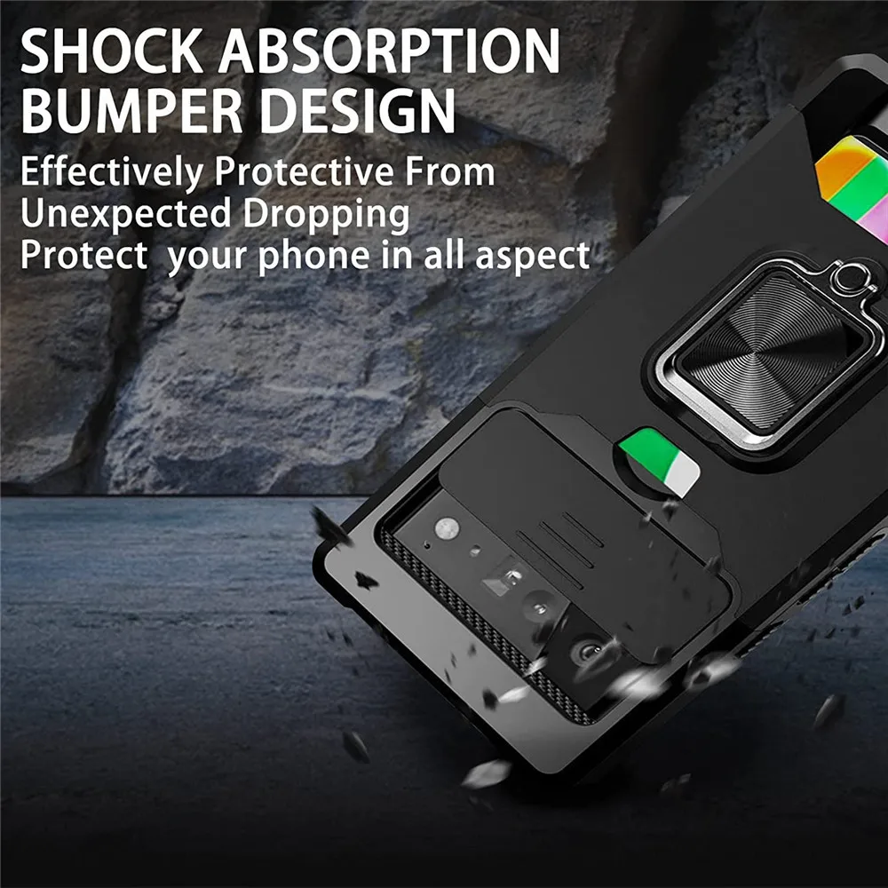Enhanced Protective Cover with Card Slots and Hard Slider Window for Camera - Google Pixel 6 Series