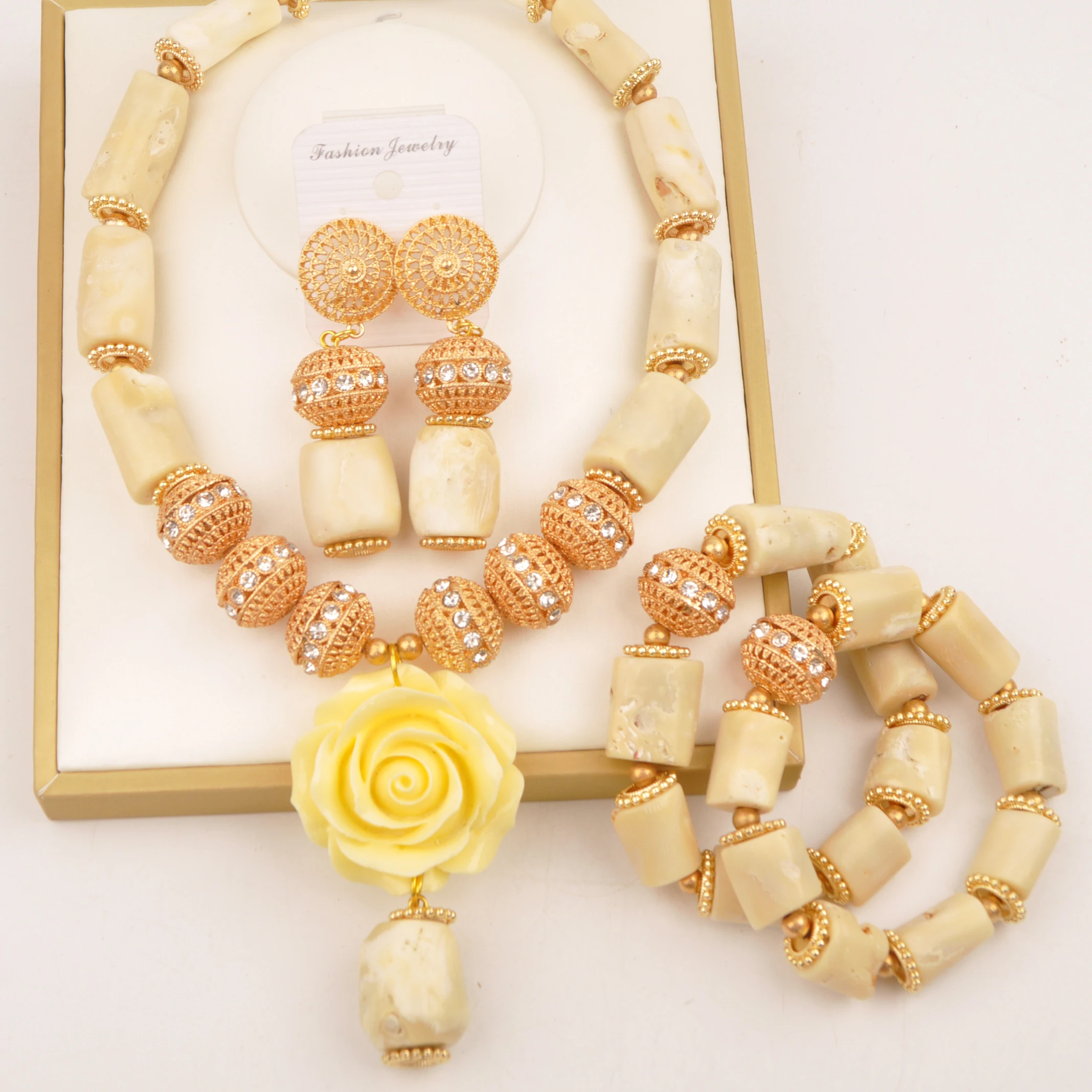 

Natural White Nigerian Wedding Coral Bead Necklace African Bridal Jewelry Sets