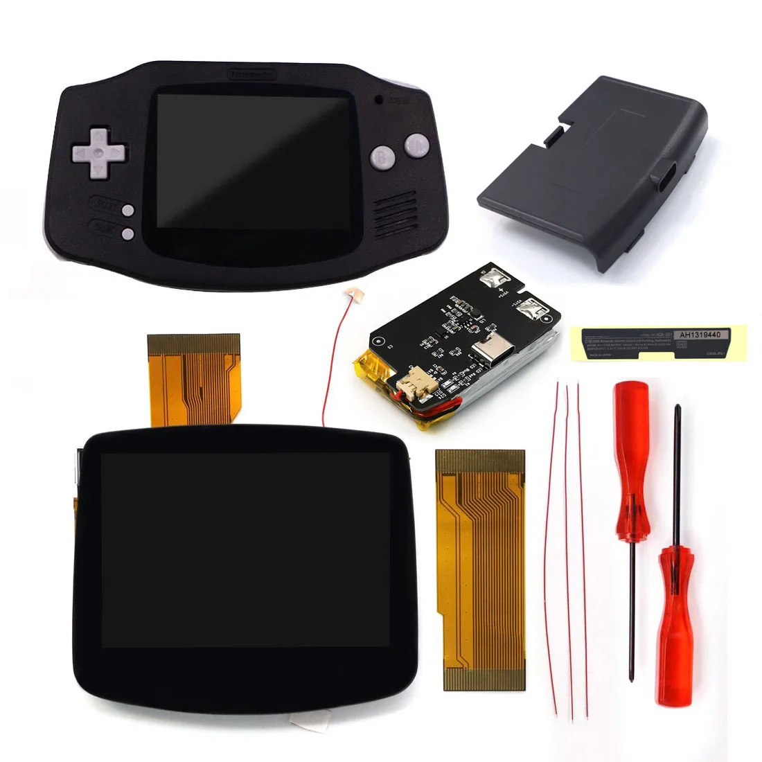 Hispeedido V5 GBA ラミネート IPS LCD キット 1800mAh 内蔵