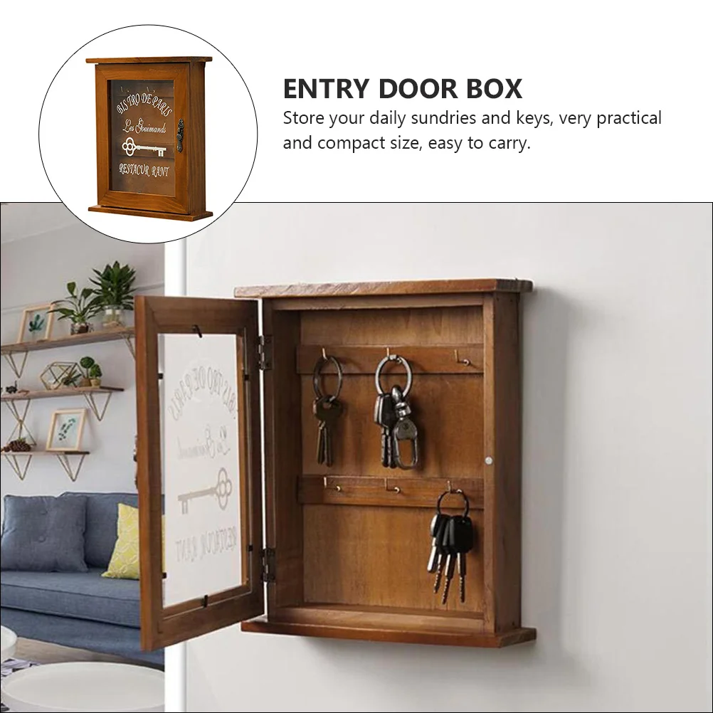 Key Wall Holder Box Storage Cabinet Rustic Decorative Organizer Entryway Wood Hook Case Mail Shelf Management Wooden Farmhouse