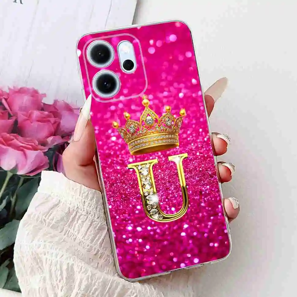 New Design Floral Letter TPU Soft Silicone Phone Case - 6.57 Cover, Elegant and Durable Protection