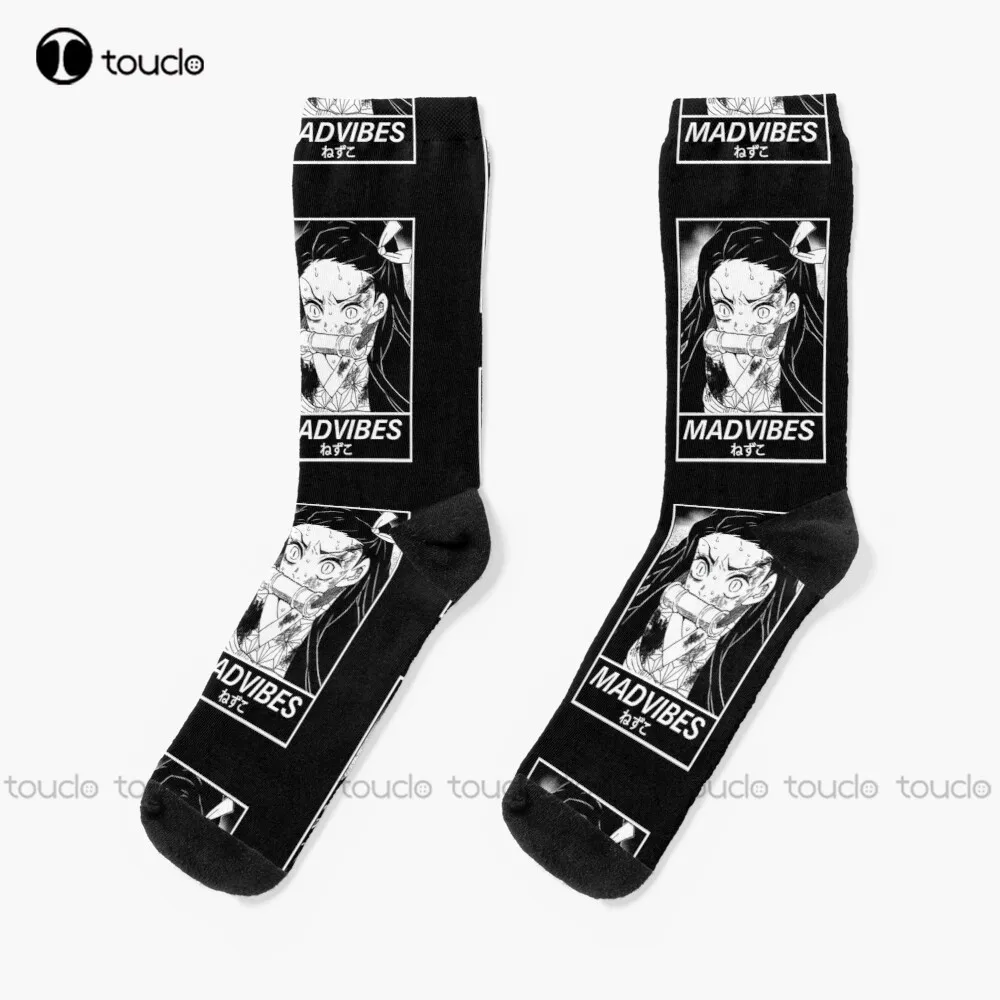 

"Madvibes" - Nezuko Kamado Modern Streetwear Aesthetic Socks Anime Socks Christmas New Year Gift Street Skateboard Socks 1Pair