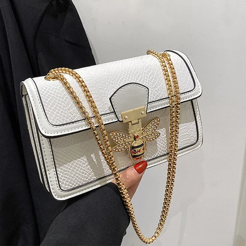 

Модные маленькие сумки через плечо для женщин, новинка 2024, Корейская трендовая сумка через плечо из крокодиловой кожи, женские повседневные сумки на цепочке