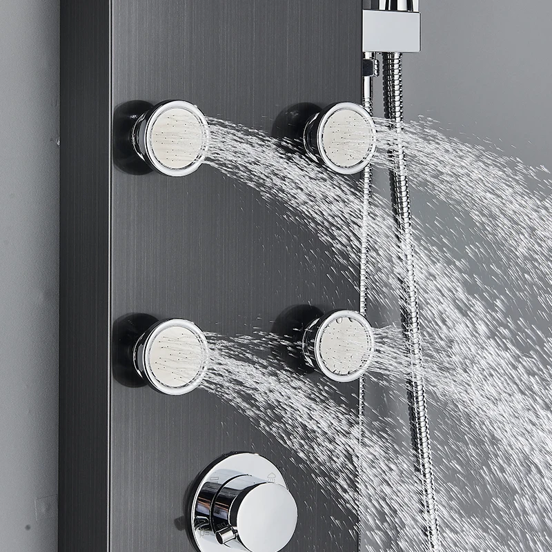 Description Picture 5 of itemThermostatic Bathroom Luxury Rain Waterfall Head Shower Panel Display Screen Massage Jets Waterfall Bath Tub Spout Shower Column