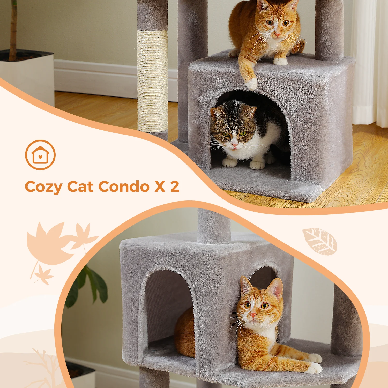55-Inch Plush Cat Tree Tower 4