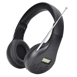 Compact Stereo Headset for Conference Interpretation and FM Radio Reception (Black)