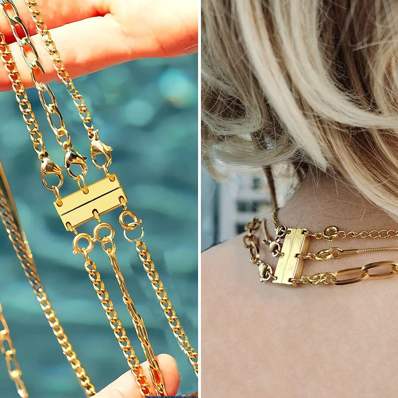 

1pc Gold Multi Layered Layered Necklace Connection Buckle Electroplating Process Diy Necklace Jewelry Buckle Alloy Material