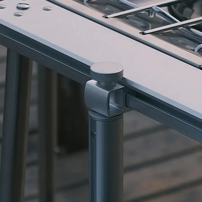 キャンプigtステンレス鋼ハンギングラック、サイド収納棚、ゴミ袋