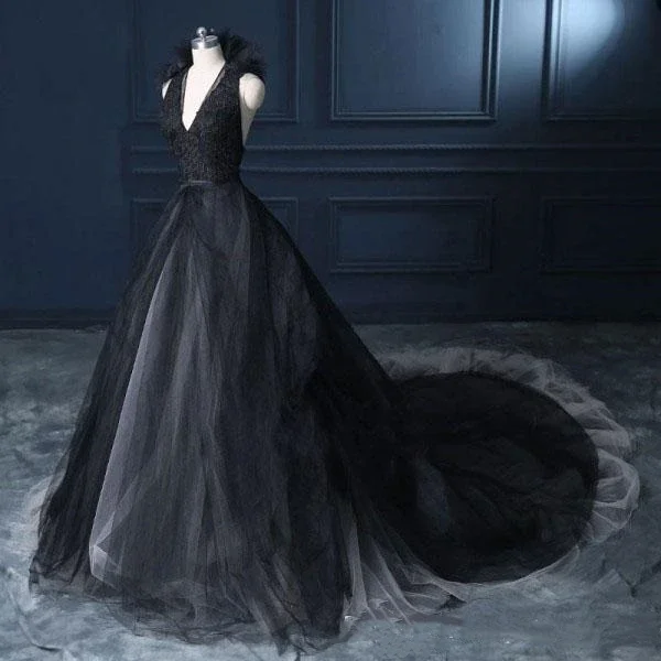 High-neck lace gown