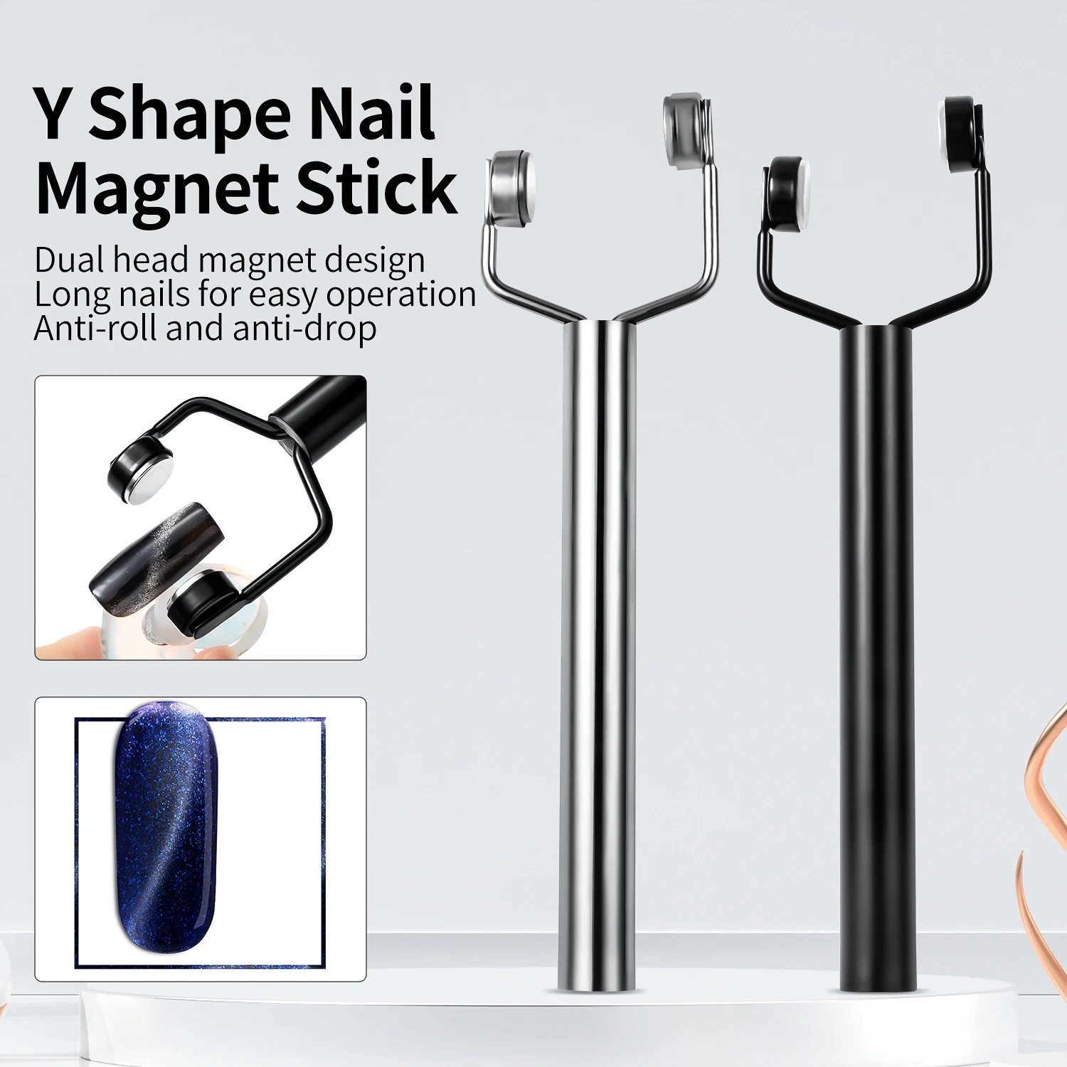 Nail Magnetic Stick Y-Shaped Nail Magnetic Stick Cat Eye Nail Art Tools UV Gel Polish Strong Effect Manicure Magnet Stick 3 In 1 Art Magnet