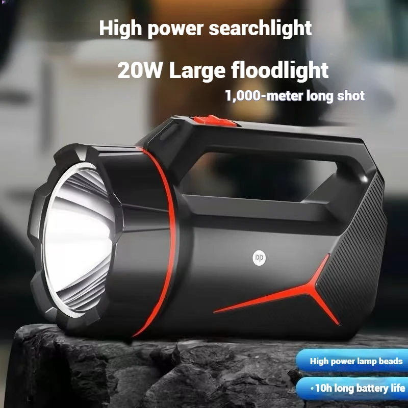 Portable Rechargeable Spotlight High Power Led emergency Camp Flashlights ABS Waterproof Torch Work Light Outdoor Searchlight