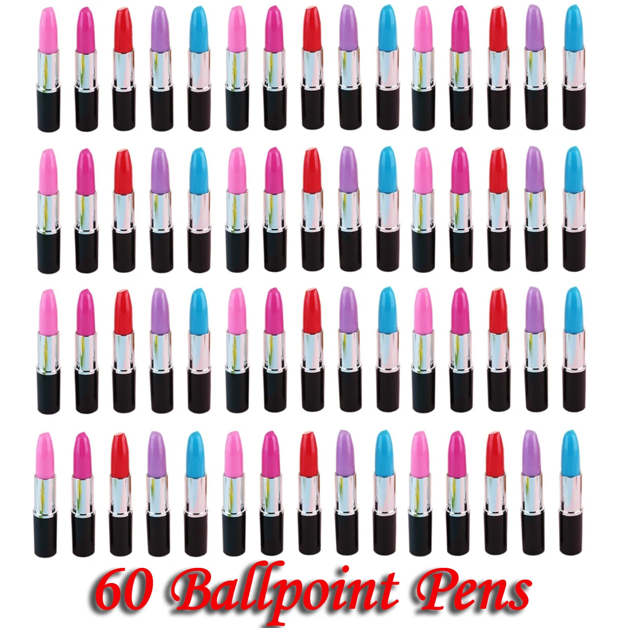 

60pcs Lipstick Shape Pen Writing Ink Pens Cute Lipstick Ballpoint Pens for Students Kids Presents Office Stationery Supplies