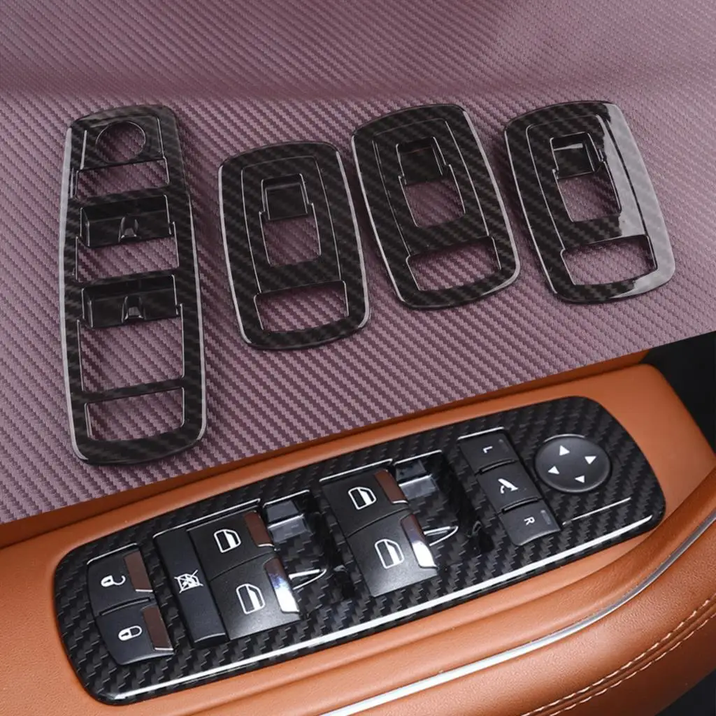 

Панель переключателя стеклоподъемника из АБС-пластика, 4 шт., обшивка панели, стильная отделка из углеродного волокна, подходит для Maserati ghiсот Levante 2016 2017 2018 2019 2020 2021