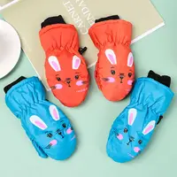 Kids Winter Ski Gloves Cartoon Rabbit Warm Mittens Non-slip Waterproof Windproof Outdoor Sports Cycling Gloves For Boys Girls 3