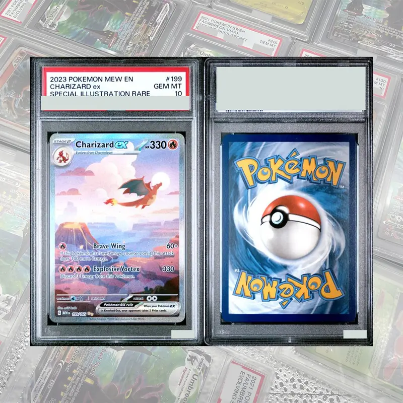 DIY Proxy PTCG Graded Collection Card SV4a JP Mew Ex Charizard Ex Special Art Rare GEM MT 10 Card Holographic Labels Child Gift - Image 12