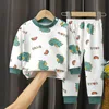 Cotton Children Pajamas Sets Unisex Soft Comfort Warm Cute Cartoon Printed Suitable Boys Girls Perfect for Autumn Winter Warmth 3