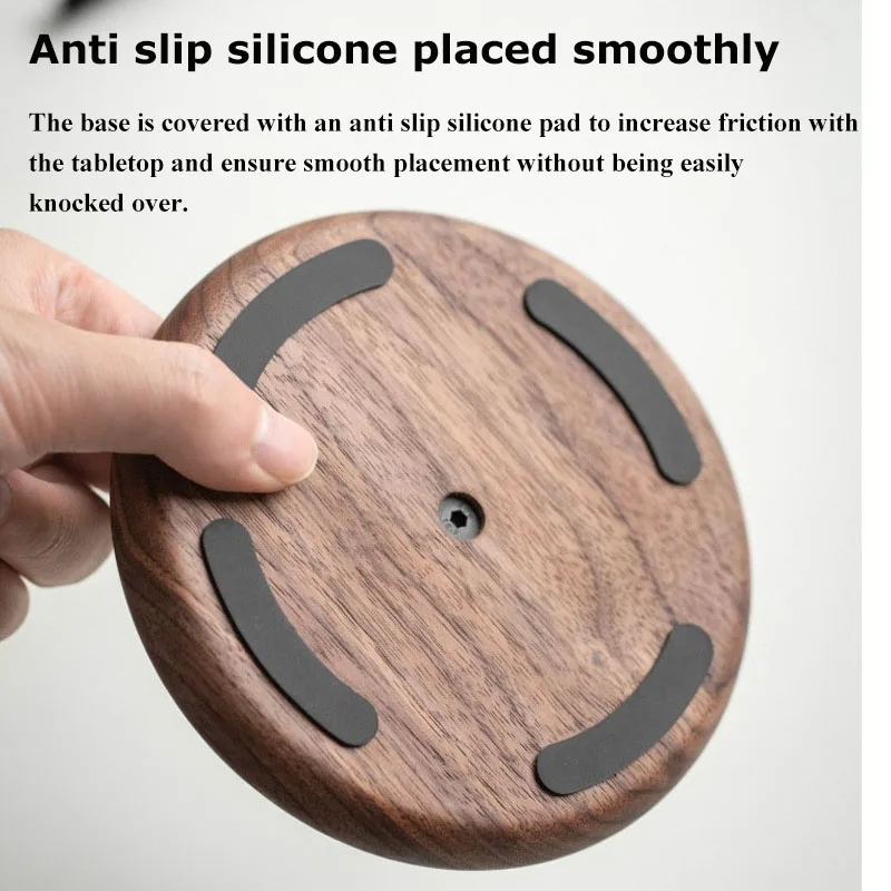 Curved Headphones Stand Walnut Wood +Aluminum Alloy Gaming Headset Holder Desktop Display Shelf with Thickened Anti-slip Base