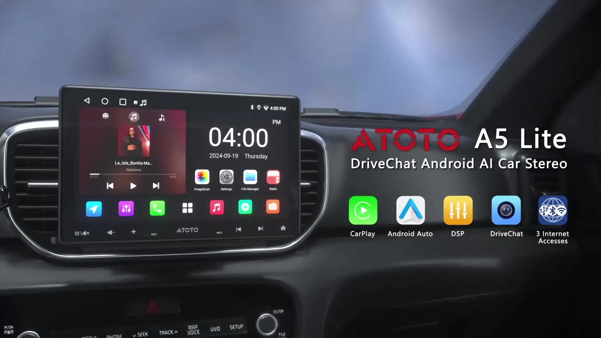 Androidカーラジオ 10インチ シングル1DIN Apple CarPlay Android Auto