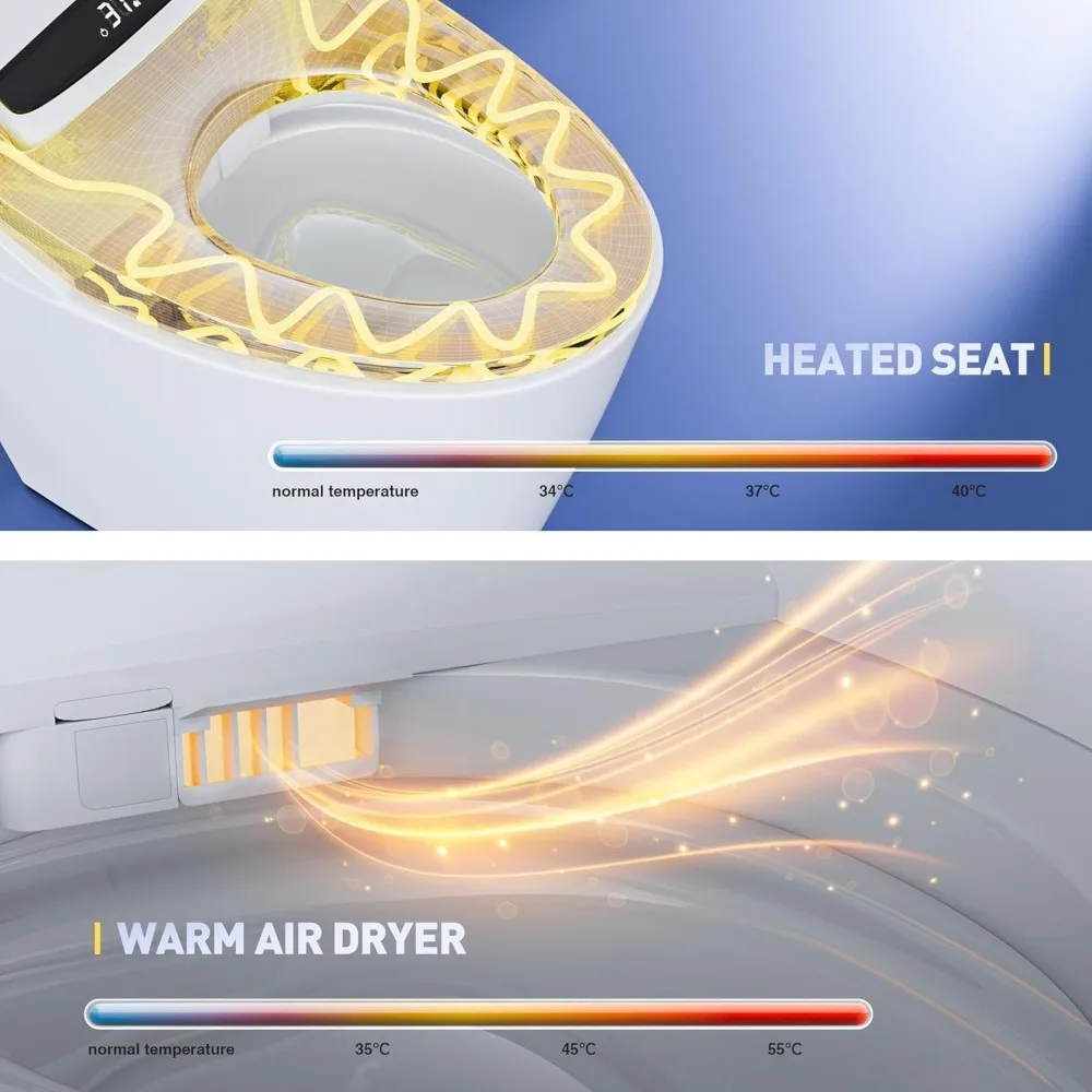 Smart Toilet,One Piece Toilets with Warm Water Sprayer and Dryer,Japanese Smart Toilet with Bidet Built in,Foot Sensor Operation 5