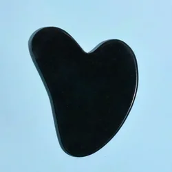 Exquisite Jade Gua Sha Facial Massage Tool - Revitalizing Eye and Skin Care Spa Stone (Love Black)