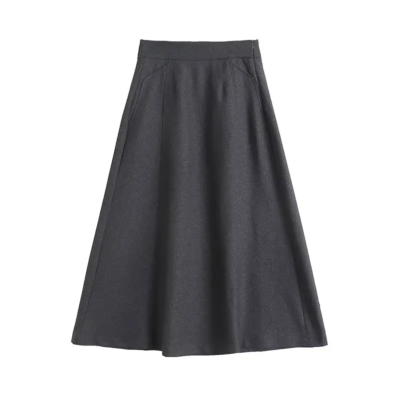 

Women's Spring 2024 New Fashion Temperament Joker Texture Blended Medium-long Skirt Retro High Waist Zipper Skirt Mujer