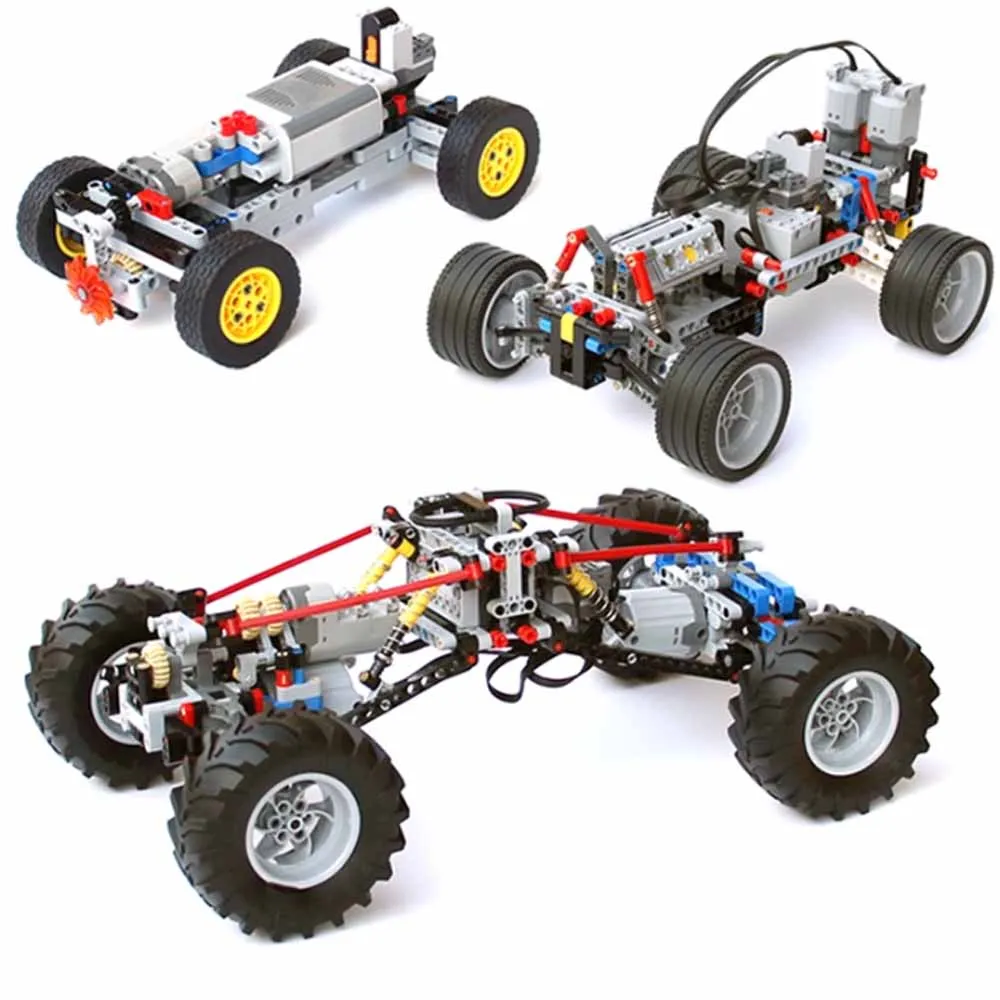 

Hight-Tech Technical 4WD Four-Wheel Drive Cars Electric Remote Car Model Engine Motor MOC Differential Gear Building Block Toys