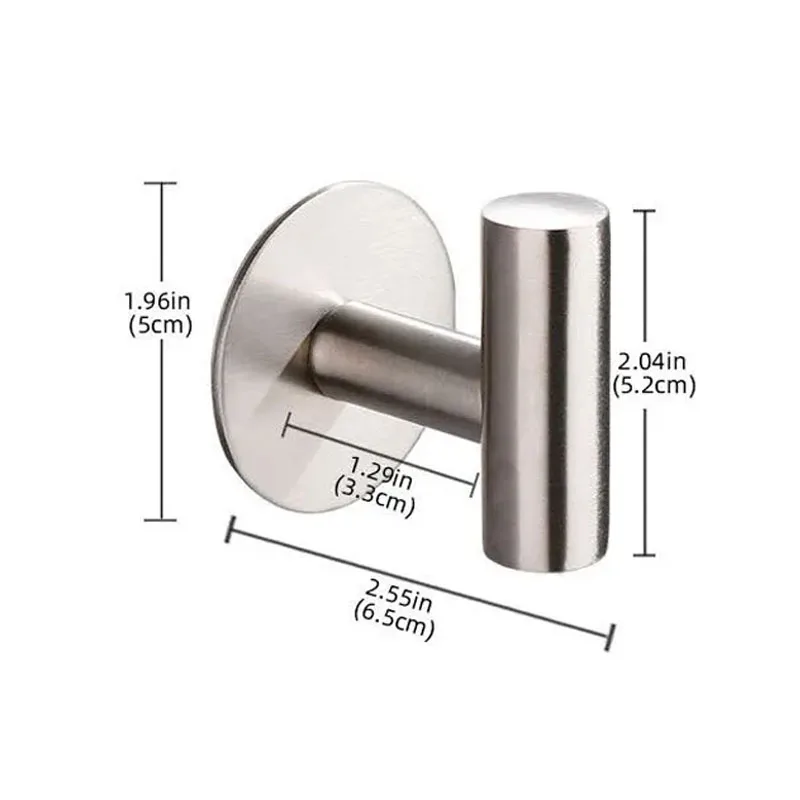 Stainless Steel Robe Adhesive Wall Hook for Bathroom Kitchen Garage Heavy Duty Wall Mounted Kitchen Hardware stainless steel hook