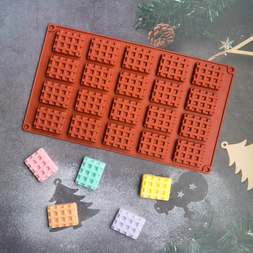 

20 Hole Silicone DIY Chocolate Waffle Biscuit Mold Ice Lattice Cake Making Accessories Baking Tools