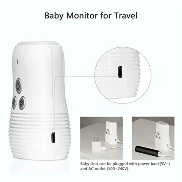 2.4Ghz Wireless Baby Monitor Small Portable Audio Baby Monitor Two-way Audio Function Intercom Rechargeable Battery 6
