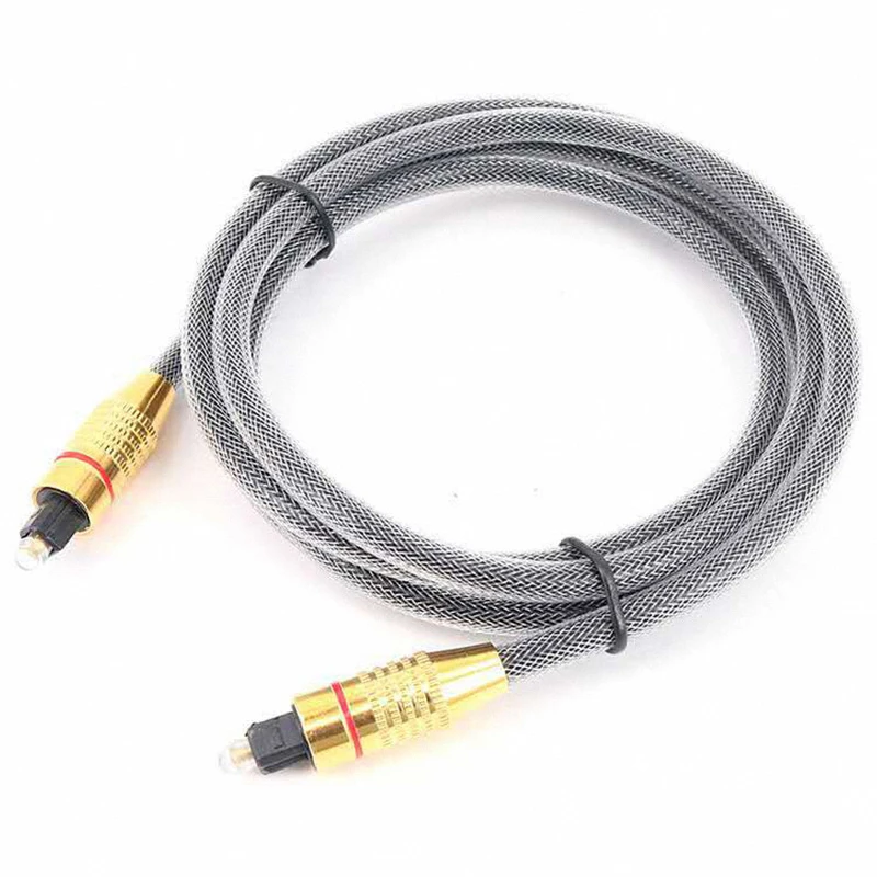 Transparent TOSLINK Optical Audio Cable with Square Port Interface - Available in 1m and 2m Lengths